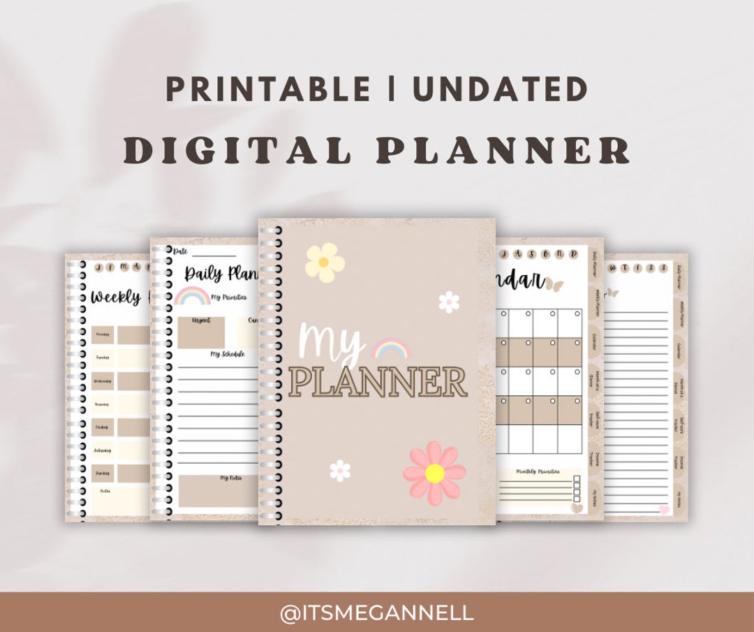 Undated Digital Planner, That Girl Monthly Planner iPad Planner , Daily ...