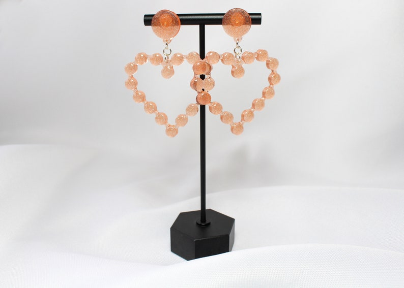 Caramel Apple Resin Jewelry Heart Hoops Lotta Love Earrings