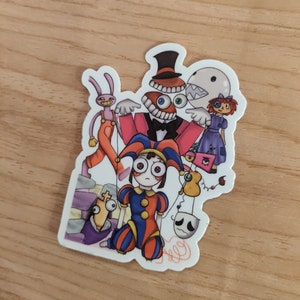 Digitale circusvinylsticker van 2 inch - Pomni Cane Ragatha Jax Kinger gangle zooble