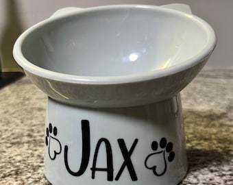 Personalized Pet Bowl, Cat Bowl, Cat Food Bowl, Personalized Cat Feed Dish, Elevated Pet Bowl, Raised Pet Food Bowl, Tilted Pet Dish