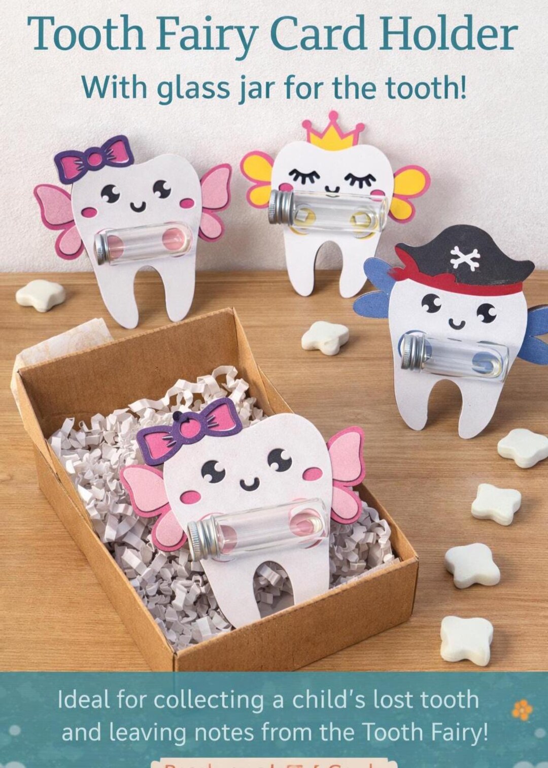 Teeth In Jar Tooth Fairy Tooth Holder With Glass Jar, Lost Tooth Holder for Kids ...