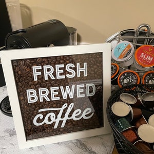 Coffee Bar Sign, Coffee Station Wall Decor, Coffee Bean Shadow Box, Coffee Bar Decor/Decorations, Kitchen Decor, Kitchen Decorations, Office