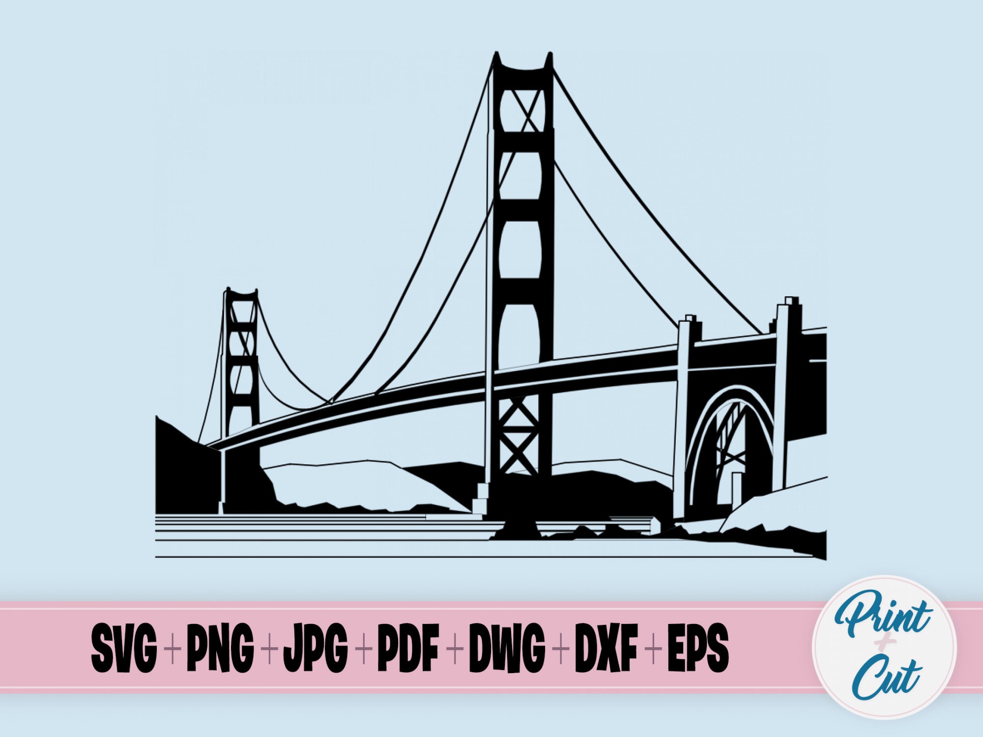 Golden Gate Bridge SVG Print & Cut File San Francisco - Etsy UK