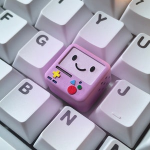 Pink BMO Artisan Custom Keycap For Cherry MX Mechanical Keyboard Open Eyes Version image 1