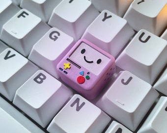 Pink BMO Artisan Custom Keycap For Cherry MX Mechanical Keyboard | Open Eyes Version