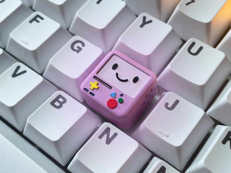 Pink BMO Artisan Custom Keycap For Cherry MX Mechanical Keyboard Open Eyes Version image 1