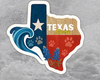Texas state sticker blue bonnet, Texas strong Flood recovery awareness gift, I stand with Texas, Pray for Texas, die-cut State sticker gift