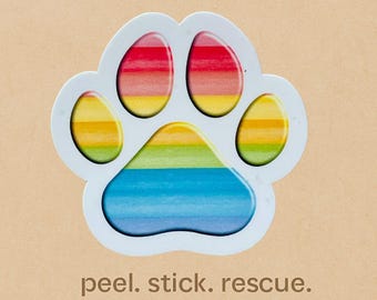 Rainbow Paw Print Magnet or Sticker Decal | Dog Lover Gift | Pride Dog Mom Sticker | Waterproof Vinyl or Fridge Magnet