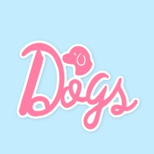 Pink Dog Sticker: Girly 90s Style, Waterproof Die Cut