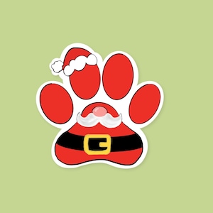 Adesivo de Papai Noel, adesivo de pegada de pata de Natal, adesivo de feriado de pata de cachorro, pata de Papai Noel, adesivo de planejador de etiqueta de presente de scrapbooking, presente para amante de cães