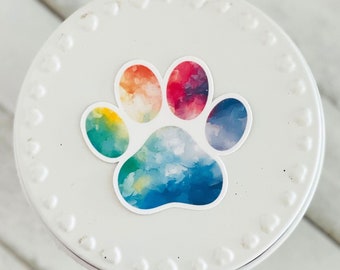 Colorful Paw Print Sticker: Waterproof Dog/Cat Decal