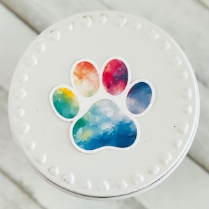 Colorful Paw Print waterproof sticker decal, dog sticker, dog paw water bottle sticker, cat paw sticker, animal paw pet gift, paw print gift