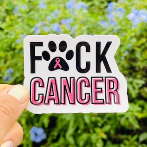 Adesivo de câncer, decalque de perda de câncer de animal de estimação, fita rosa de conscientização sobre o câncer, presente de apoio canino ao câncer fawk, presente para luto pela perda de animal de estimação