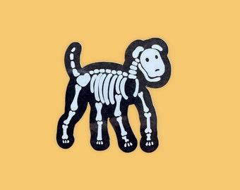 Sticker chien squelette : sticker Halloween en forme d'os, résistant à l'eau