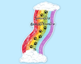 Rainbow Bridge Pet Memorial Sticker: Dog Cat Loss Sympathy Gift