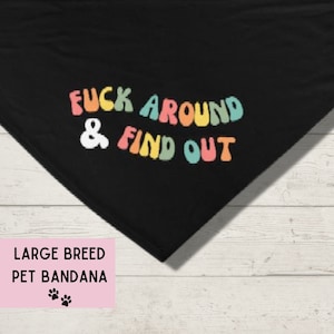 FAFO dog bandana, funny retro bandana, don&#39;t mess with me dog bandana, funny dog accessories, dog gag gift, tie on dog scarf bandana