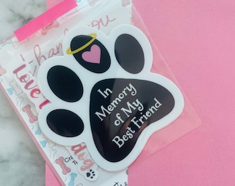 Dog Memorial Paw Sticker: Waterproof Pet Loss Decal
