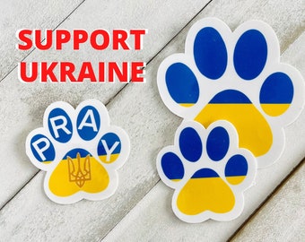 Ukraine Support Paw Sticker | Ukraine Car Decal | Ukraine Flag Sticker | Ukraine | Pets | Ukraine Animals | Support Ukraine