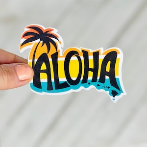Aloha Hawaii sticker, Aloha sticker, Aloha vinyl decal, Hawaii Vibes, die-cut waterproof sticker,  quote sticker,  Retro sticker,