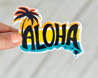 Sticker Aloha Hawaii: waterdichte sticker Retro Island Vibes