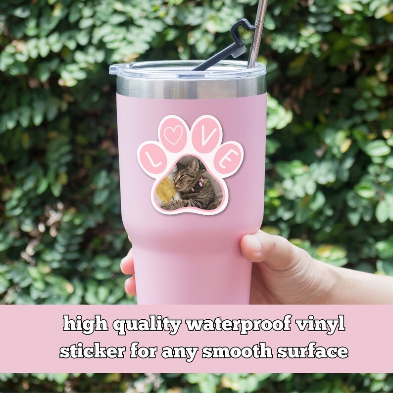 Custom Pet Photo Sticker: Paw Print Decal, Dog/Cat Mom Gift image 6