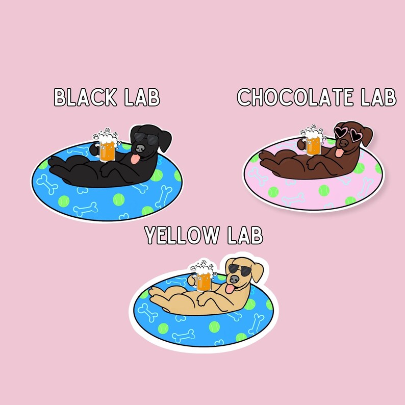 Labrador Dog Summer Sticker: Pool Floaty, Day Drinking - Etsy