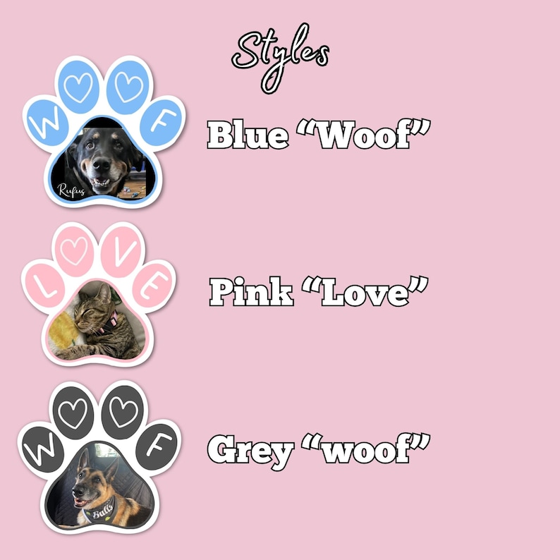 Custom Pet Photo Sticker: Paw Print Decal, Dog/Cat Mom Gift image 2