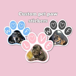 Custom Pet Photo Sticker: Paw Print Decal, Dog/Cat Mom Gift image 1