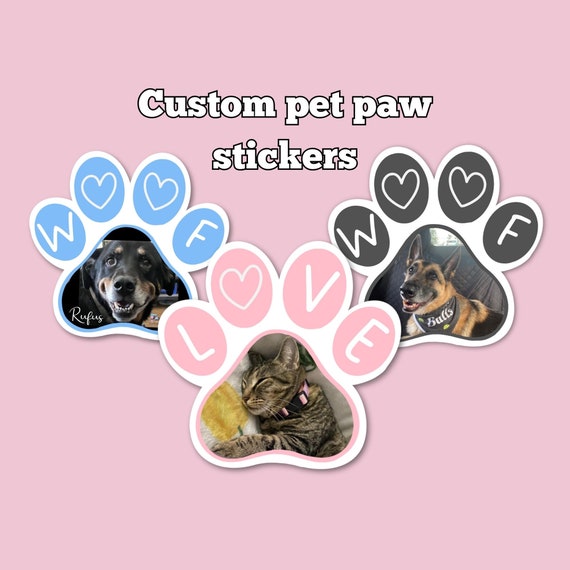 Custom Pet Photo Sticker: Paw Print Decal, Dog/Cat Mom Gift