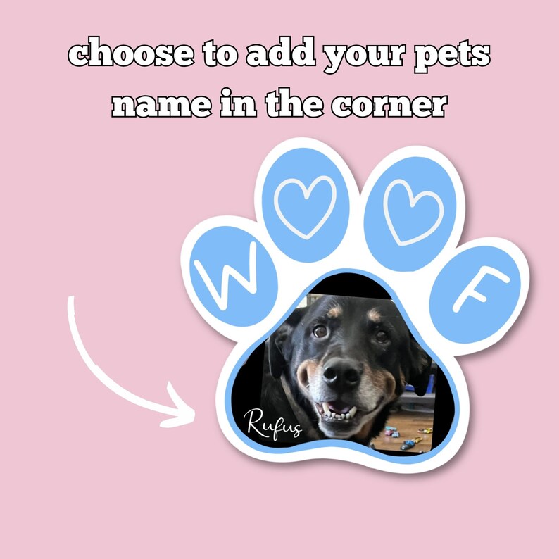 Custom Pet Photo Sticker: Paw Print Decal, Dog/Cat Mom Gift image 4