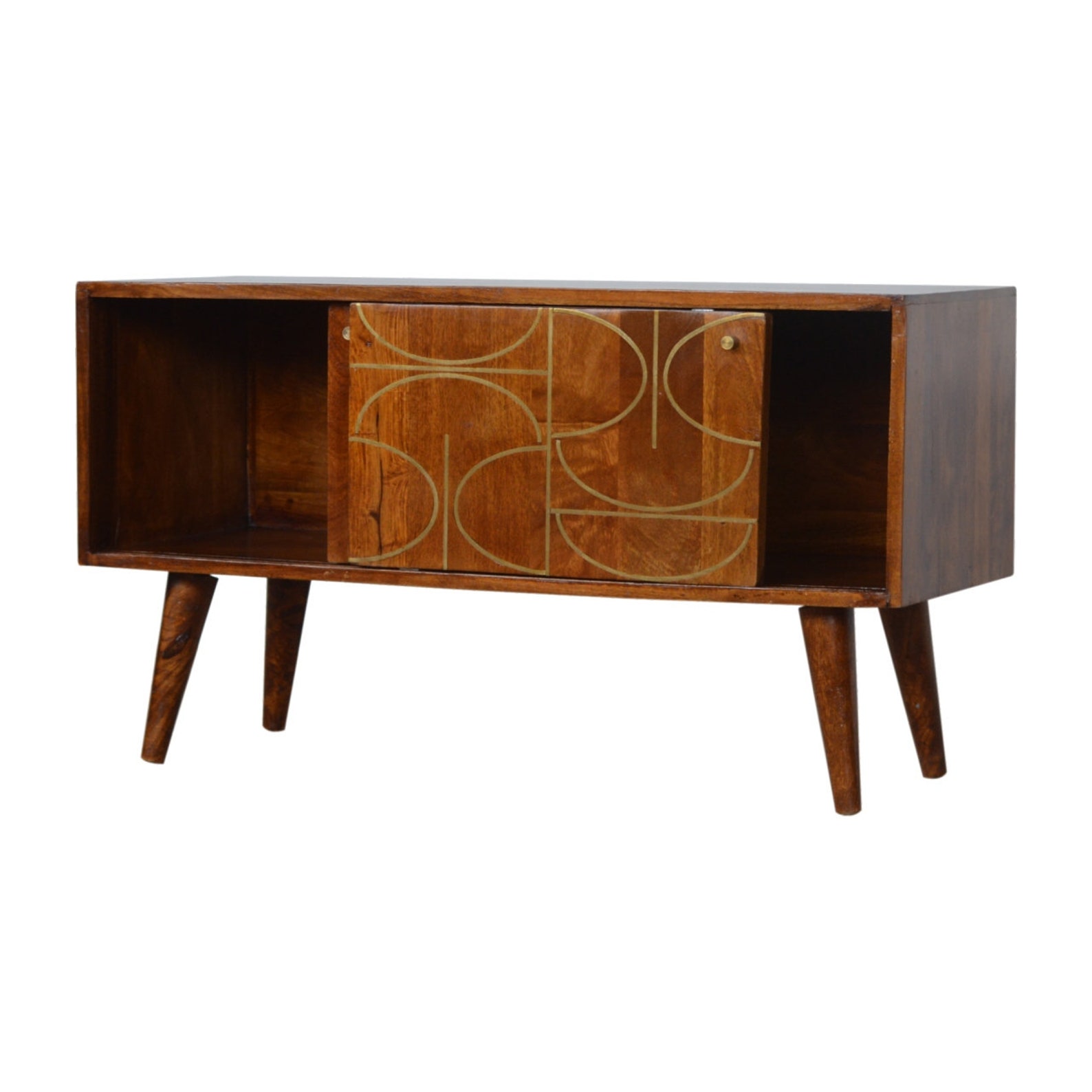 TV Console TV Unit Chestnut Gold Inlay Abstract Media Unit Etsy UK