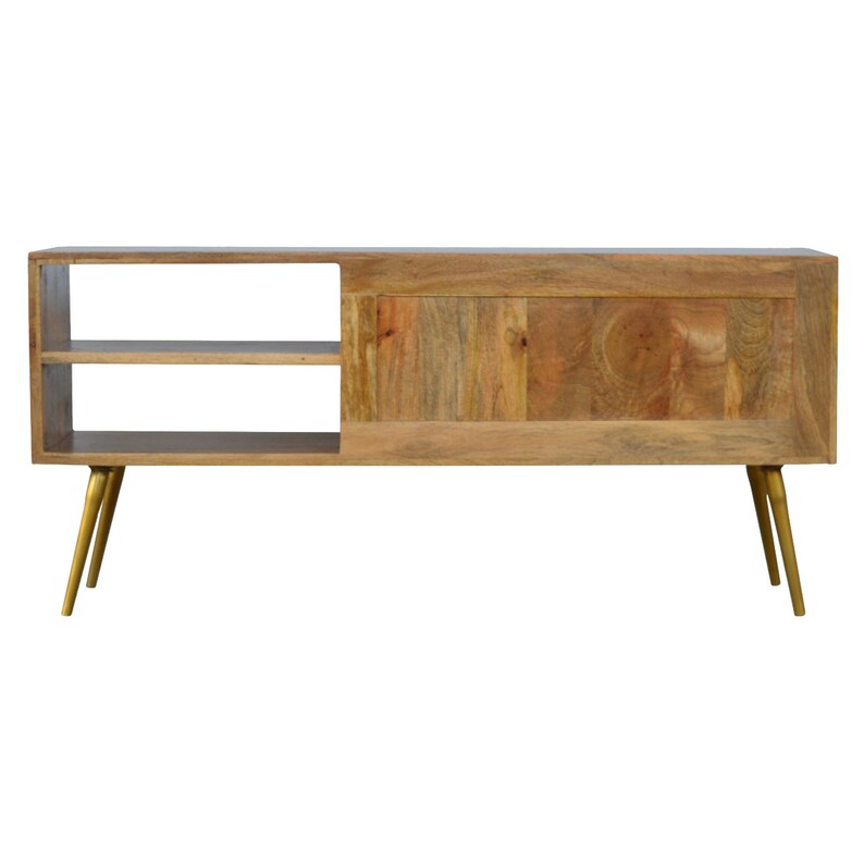 Tv Stand Cement Brass Inlay Media Unit Tv Unit Wood Tv Etsy