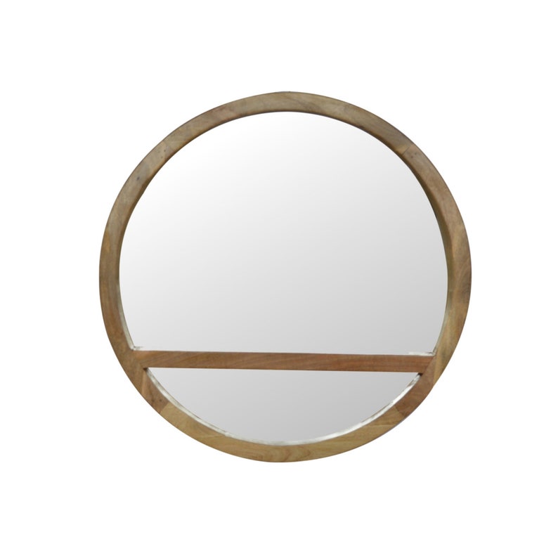 Wall Mirror wooden Round Mirror With 1 Shelf Hanging Mirror Etsy UK