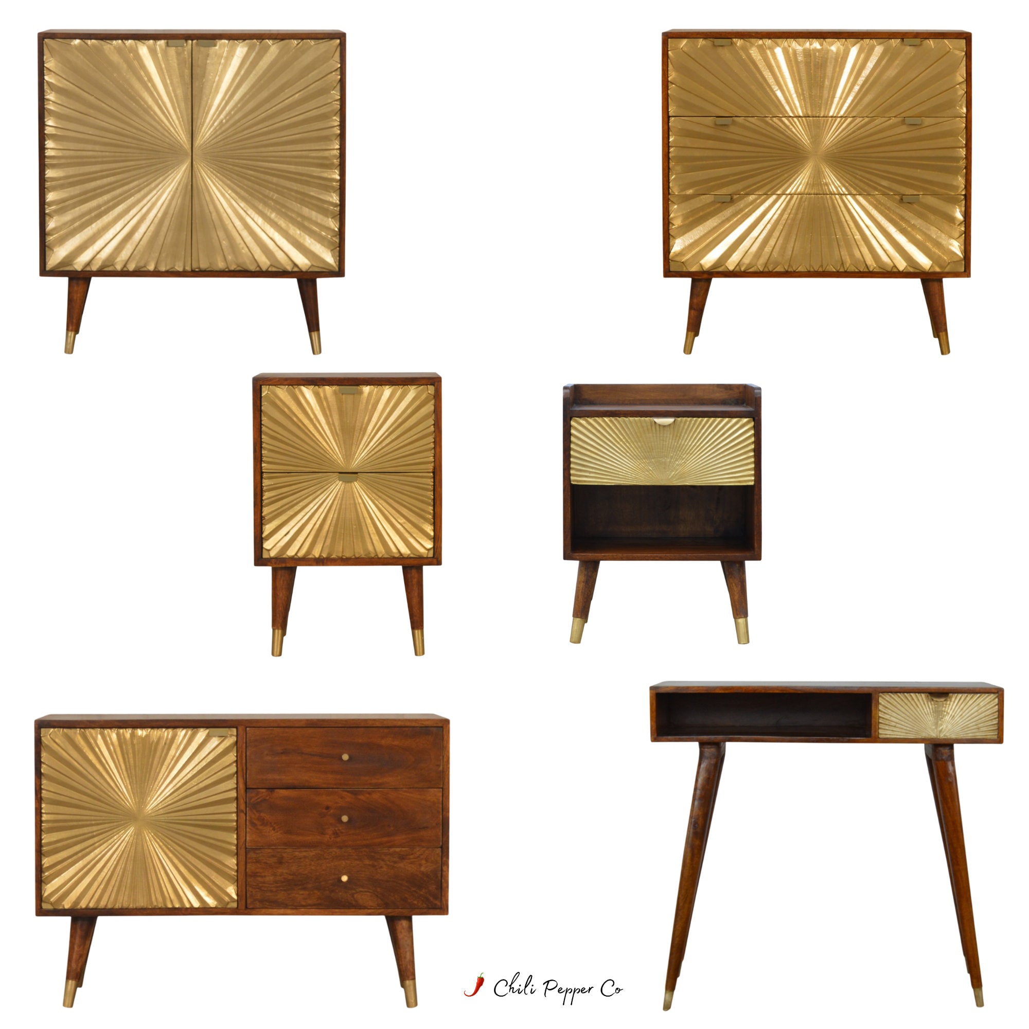 Bedside Table Sunrise Gold Carved Bedside Retro Bedside Etsy