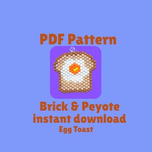 May include: PDF pattern for a beaded egg toast, using brick and peyote stitch. The pattern is an instant download.