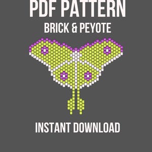 Brick Stitch Earring Pattern | Luna Moth bead Pattern | butterfly bead pattern