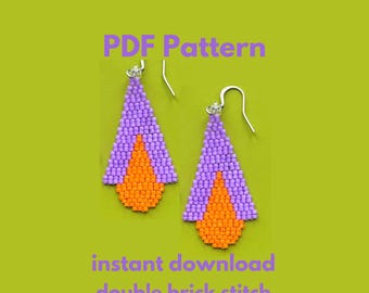 May include: PDF pattern for a pair of purple and orange beaded earrings. The earrings are made using the double brick stitch technique. Instant download.
