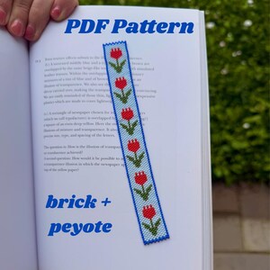 Bead Bookmark Pattern | Folk Art Flower Design (PDF Pattern)