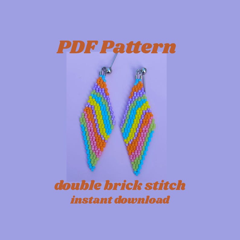 Abstract Double Brick Stitch Pattern | Abstract Bead Pattern | Rainbow ...