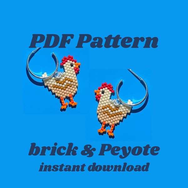 Brick Stitch Earring Pattern |bird bead Pattern | chicken bead pattern | rooster bead pattern
