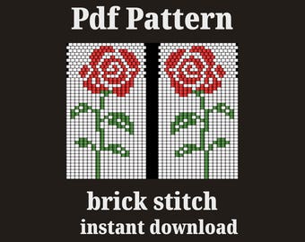 motivo per perline a punto mattone / motivo per perline a forma di fiore / motivo per perline per San Valentino