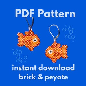 Brick Stitch Earring Pattern |fish bead Pattern | goldfish bead pattern| peyote bead pattern