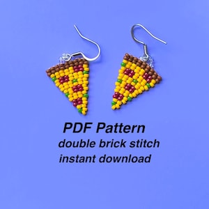 Brick Stitch Earring Pattern |Pizza bead Pattern | double brick stitch bead pattern