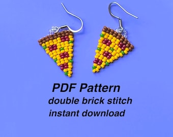 Brick Stitch Earring Pattern |Pizza bead Pattern | double brick stitch bead pattern