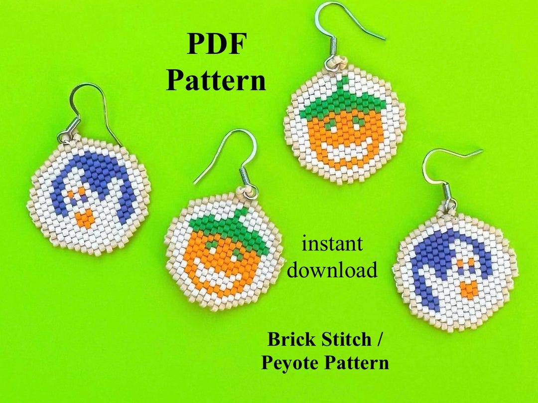 Brick Stitch Earring Pattern Halloween Bead Patterns Pillsbury Cookie