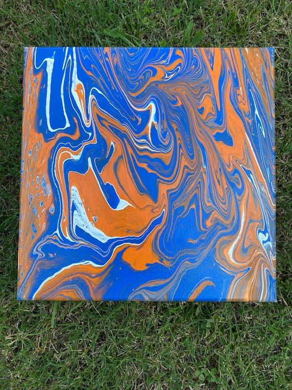 12 x 12 handmade acrylic flow painting