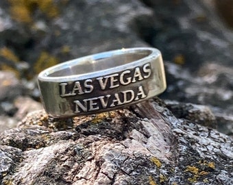 Las Vegas Ring Sterling Silver Las Vegas Jewelry Men’s Ring and Women's Ring Las Vegas Gift Ring Engagement Band Vegas Gifts Gambler Ring