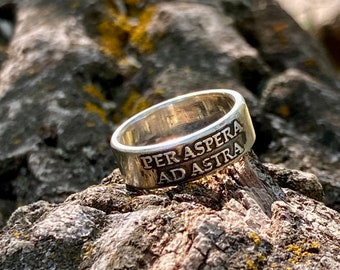 Per Aspera Ad Astra Ring - Through Hardships To The Stars Sterling Silver Ring Jewelry Womens Rings Mens Rings  Promise Ring Rustic Ring