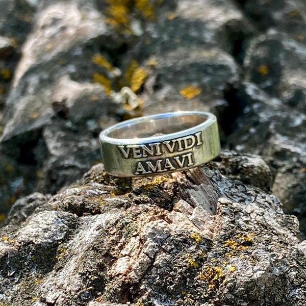 Veni Vidi Amavi Ring Sterling Silver Ring I Loved Ring Jewelry Womens Rings Mens Rings Engagement Ring Jewelry Halloween Gothic Handmade