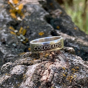 Colorado Sterling Silver Ring: Rustic State Jewelry Gift